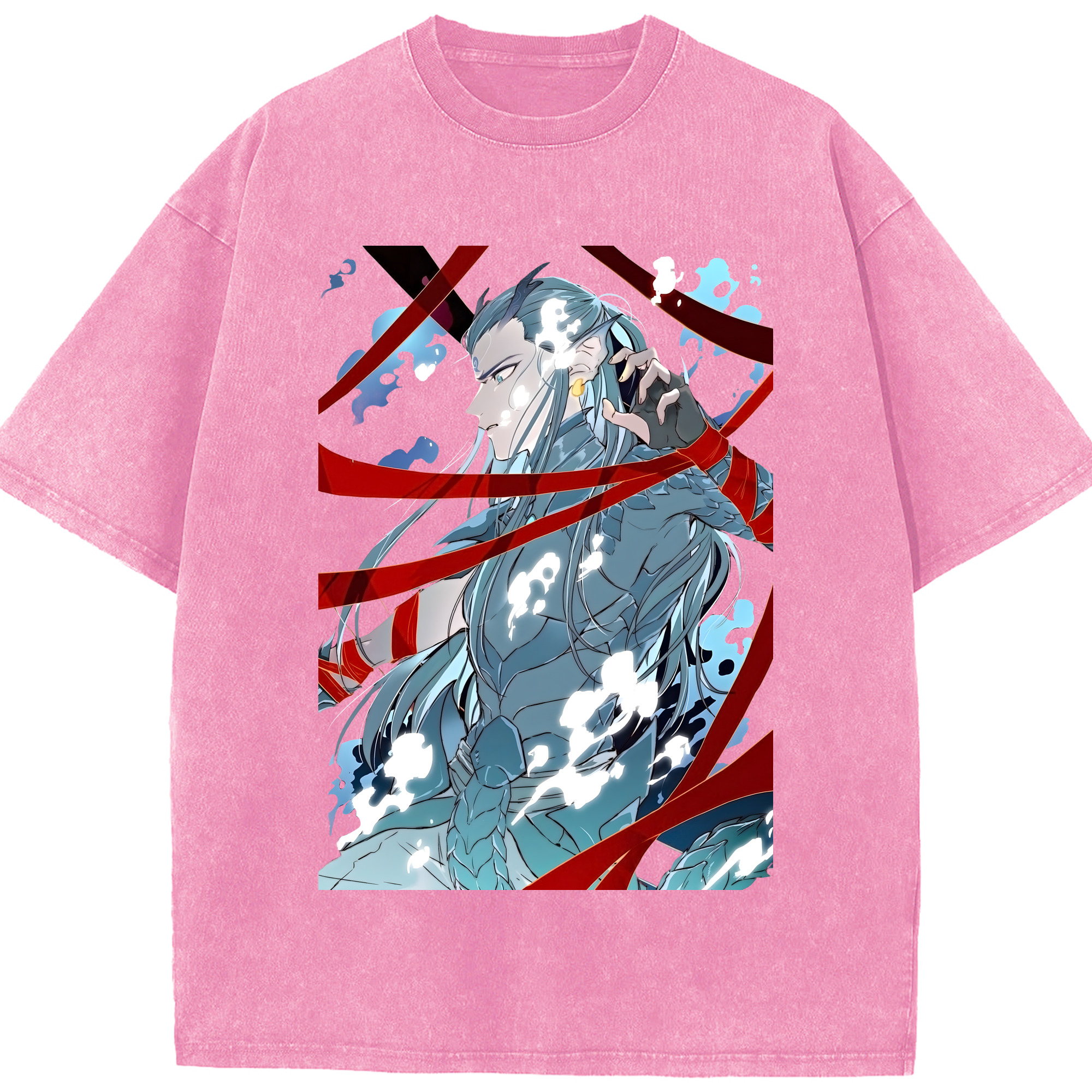 （画像用） Ne Zha 2 ナタ 魔童の大暴れ 綿100% ヴィンテージ風 半袖Tシャツ（フロントプリント）